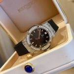 Hublot Lady 33mm Swiss Ronda Quartz Movement Daimond Bezel Rubber Strap Watch